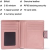 image:imageBOSTANTEN Women Leather Wallet RFID Blocking Bifold Zipper Pocket Wallet Card Case Purse with ID Window1pink
