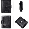 image:imageBOSTANTEN Women Leather Wallet RFID Blocking Bifold Zipper Pocket Wallet Card Case Purse with ID Window2black pebble