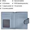 image:imageBOSTANTEN Women Leather Wallet RFID Blocking Bifold Zipper Pocket Wallet Card Case Purse with ID Window2blue pebble