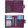 image:imageBOSTANTEN Women Leather Wallet RFID Blocking Bifold Zipper Pocket Wallet Card Case Purse with ID Window2purple pebble