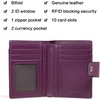 image:imageBOSTANTEN Women Leather Wallet RFID Blocking Bifold Zipper Pocket Wallet Card Case Purse with ID Window2purple pebble