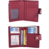 image:imageBOSTANTEN Women Leather Wallet RFID Blocking Bifold Zipper Pocket Wallet Card Case Purse with ID Window2red pebble