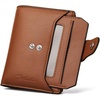 image:imageBOSTANTEN Women Leather Wallet RFID Blocking Bifold Zipper Pocket Wallet Card Case Purse with ID Window3Brown