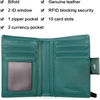 image:imageBOSTANTEN Women Leather Wallet RFID Blocking Bifold Zipper Pocket Wallet Card Case Purse with ID Window3Peacock Blue