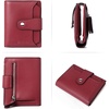 image:imageBOSTANTEN Women Leather Wallet RFID Blocking Bifold Zipper Pocket Wallet Card Case Purse with ID Window3Wine Red