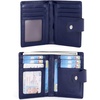 image:imageBOSTANTEN Women Leather Wallet RFID Blocking Bifold Zipper Pocket Wallet Card Case Purse with ID Window3navy blue