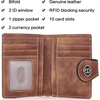 image:imageBOSTANTEN Women Leather Wallet RFID Blocking Bifold Zipper Pocket Wallet Card Case Purse with ID Window6BrownRG