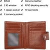 image:imageBOSTANTEN Women Leather Wallet RFID Blocking Bifold Zipper Pocket Wallet Card Case Purse with ID WindowBeige with Brown