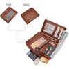 image:imageBOSTANTEN Women Leather Wallet RFID Blocking Bifold Zipper Pocket Wallet Card Case Purse with ID WindowBeige with Brown
