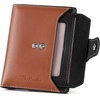 image:imageBOSTANTEN Women Leather Wallet RFID Blocking Bifold Zipper Pocket Wallet Card Case Purse with ID WindowBrownBlack