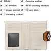 image:imageBOSTANTEN Women Leather Wallet RFID Blocking Bifold Zipper Pocket Wallet Card Case Purse with ID WindowFloral Pattern Beige