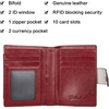 image:imageBOSTANTEN Women Leather Wallet RFID Blocking Bifold Zipper Pocket Wallet Card Case Purse with ID WindowFloral Pattern Red