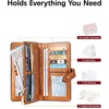 image:imageBOSTANTEN Womens Leather Wallets RFID Blocking Large Capacity Credit Card Holder Phone Clutch Rose RedABrownoil wax