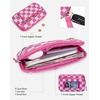 image:imageBOSTANTEN Wristlet Wallets for Women RFID Checkered Wallet with ID Window Nylon Wristlet Purse with 3 ZippersRose Red