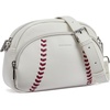 image:imageBOSTANTEN Baseball Crossbody Purses for Sport Mom Small Shoulder Bag Vegan Leather Women Handbags for EventsA01beige With Red