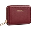 image:imageBOSTANTEN Credit Card Holder RFID Leather Small Wallets Woman Accordion Zipper Card Wallet BeigeWine Red
