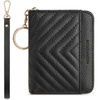 image:imageBOSTANTEN Credit Card Holder Wallet RFID Blocking Leather Small Wallet for Women Zipper Keychain Wallet with Wristlet BlackBlack
