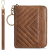 image:imageBOSTANTEN Credit Card Holder Wallet RFID Blocking Leather Small Wallet for Women Zipper Keychain Wallet with Wristlet BlackBrown