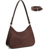 image:imageBOSTANTEN Crescent Shoulder Bag DualTexture Vegan Leather Purses for Women Retro Cross body handbag with Detachable StrapCoffee