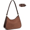image:imageBOSTANTEN Crescent Shoulder Bag DualTexture Vegan Leather Purses for Women Retro Cross body handbag with Detachable StrapCoffee With Brown