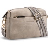 image:imageBOSTANTEN Crossbody Purse for Women Triple Zip Cell Phone Leather Handbag with Colored Shoulder StrapLight Grey