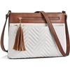 image:imageBOSTANTEN Crossbody Purses for Women Medium Shoulder Bag Quilted Handbags with Zipper PocketBeige With Brown