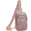 image:imageBOSTANTEN Sling Bag Quilted Crossbody Bags for Women Cross Body Purse Leather Fanny Pack with Adjustable Guitar StrapApurple