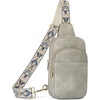 image:imageBOSTANTEN Sling Bag Quilted Crossbody Bags for Women Cross Body Purse Leather Fanny Pack with Adjustable Guitar StrapAtwilight Grey