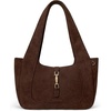 image:imageBOSTANTEN Vintage Shoulder Bag for Women Suede Leather Tote Bag Ladies Lightweight Dumpling Handbag for Work Date TravelSuede Coffee