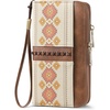 image:imageBOSTANTEN Wallets for Women Leather RFID Double Zipper Around Credit Card Holder Large Capacity Wristlet Clutch WalletApricotbrown Floral