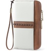 image:imageBOSTANTEN Wallets for Women Leather RFID Double Zipper Around Credit Card Holder Large Capacity Wristlet Clutch WalletBeigebrown