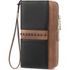 image:imageBOSTANTEN Wallets for Women Leather RFID Double Zipper Around Credit Card Holder Large Capacity Wristlet Clutch WalletBlackbrown
