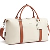 image:imageBOSTANTEN Weekender Bags for Women Leather Duffle Bag for Travel Overnight Duffel Carry on Large Tote with Trolley Sleeve and Luggage TagBeigeBrown