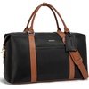 image:imageBOSTANTEN Weekender Bags for Women Leather Duffle Bag for Travel Overnight Duffel Carry on Large Tote with Trolley Sleeve and Luggage TagBlack