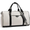 image:imageBOSTANTEN Weekender Bags for Women Leather Duffle Bag for Travel Overnight Duffel Carry on Large Tote with Trolley Sleeve and Luggage TagWhite  Black