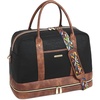 image:imageBOSTANTEN Weekender Bags for Women Leather Travel Duffle Bag Carry On Large Tote Duffel with Shoe Compartment and Trolley Sleeve0Black with Brown