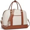 image:imageBOSTANTEN Weekender Bags for Women Leather Travel Duffle Bag Carry On Large Tote Duffel with Shoe Compartment and Trolley SleeveABeigeBrown