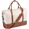 image:imageBOSTANTEN Weekender Bags for Women Leather Travel Duffle Bag Carry On Overnight Duffel with Shoe CompartmentABeigeBrown
