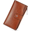 image:imageBOSTANTEN Womens Leather Wallets RFID Blocking Large Capacity Credit Card Holder Phone Clutch Rose RedCOrange Brown