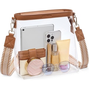 image:imageBOSTANTEN Clear Bag for Stadium Events Approved Crossbody Purse with Adjustable Strap for Concerts FestivalsBrown