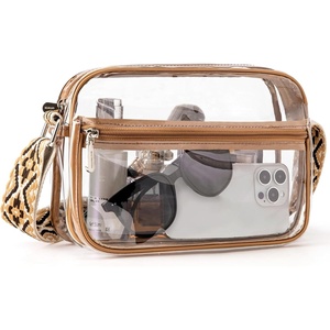 image:imageBOSTANTEN Clear Bag for Women Stadium Approved Clear Bags Crossbody Purse Trendy for Concerts Sports EventsBrownguitar Strap