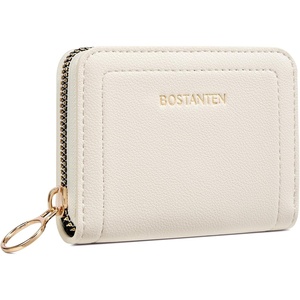image:imageBOSTANTEN Credit Card Holder RFID Leather Small Wallets Woman Accordion Zipper Card Wallet BeigeBeige