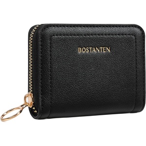 image:imageBOSTANTEN Credit Card Holder RFID Leather Small Wallets Woman Accordion Zipper Card Wallet BeigeBlack