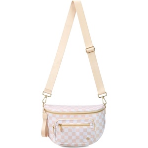 image:imageBOSTANTEN Crossbody Bags for Women Cross Body Purse Checkered Bum Bag Large Diaper Purse for Moms Perfect for WorkTravelPeach Whisper