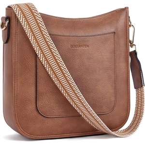 image:imageBOSTANTEN Crossbody Bags for Women Trendy Vegan Leather Guitar Strap Purse for Spring TravelA01retro Brown