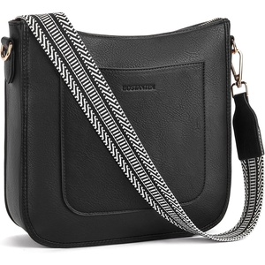 image:imageBOSTANTEN Crossbody Bags for Women Trendy Vegan Leather Guitar Strap Purse for Spring TravelA02black
