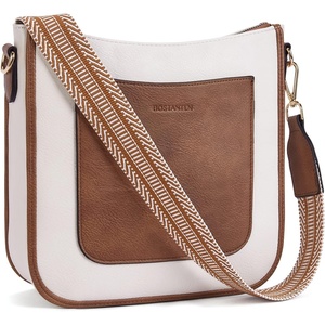 image:imageBOSTANTEN Crossbody Bags for Women Trendy Vegan Leather Guitar Strap Purse for Spring TravelA05brown With Beige