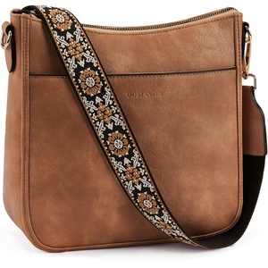 image:imageBOSTANTEN Crossbody Bags for Women Trendy Vegan Leather Hobo Purses Shoulder Handbags Wide Shoulder StrapA01brown