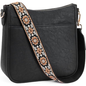 image:imageBOSTANTEN Crossbody Bags for Women Trendy Vegan Leather Hobo Purses Shoulder Handbags Wide Shoulder StrapA03black