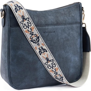 image:imageBOSTANTEN Crossbody Bags for Women Trendy Vegan Leather Hobo Purses Shoulder Handbags Wide Shoulder StrapA04navy Blue